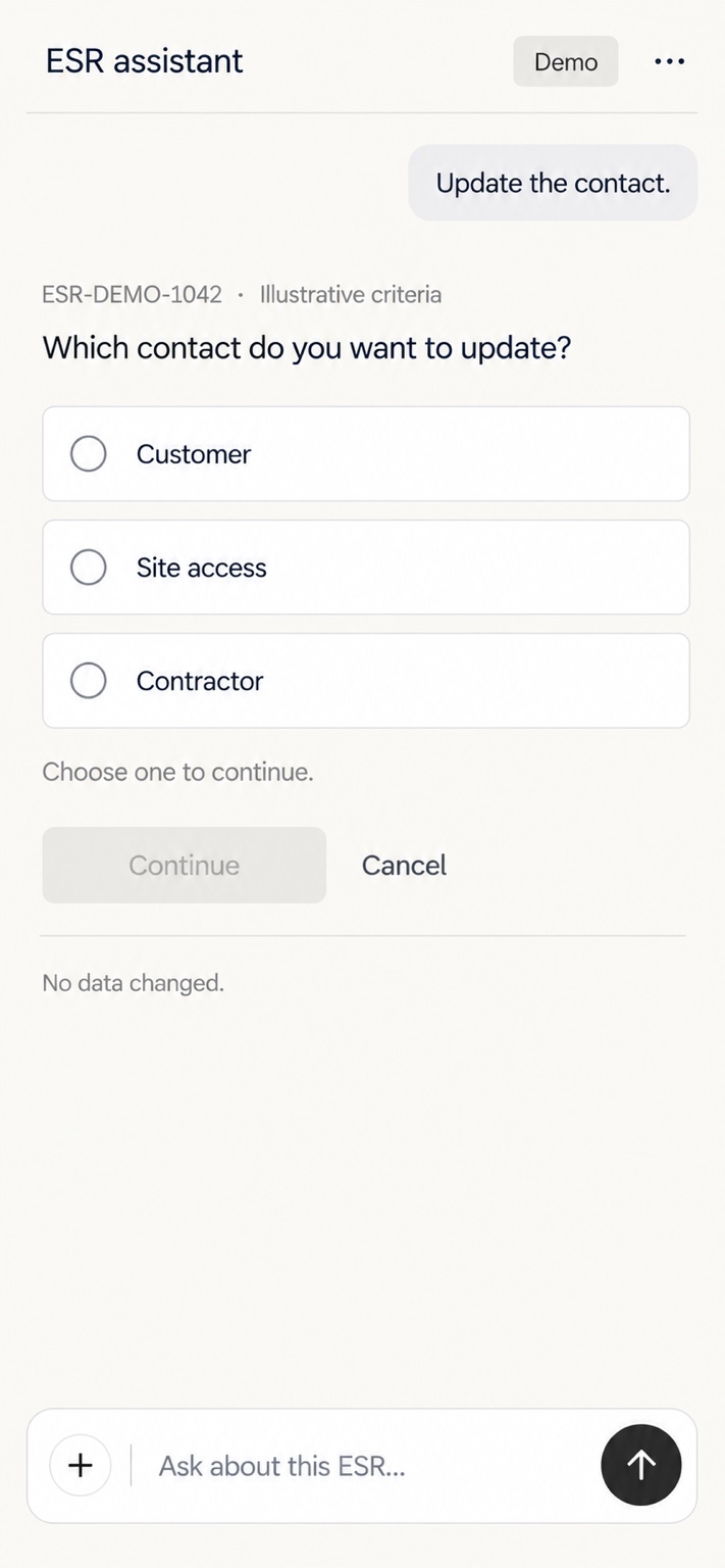 Mobile demo clarifying which contact to update