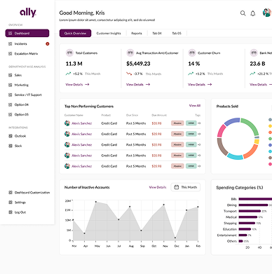 Main dashboard layout variation