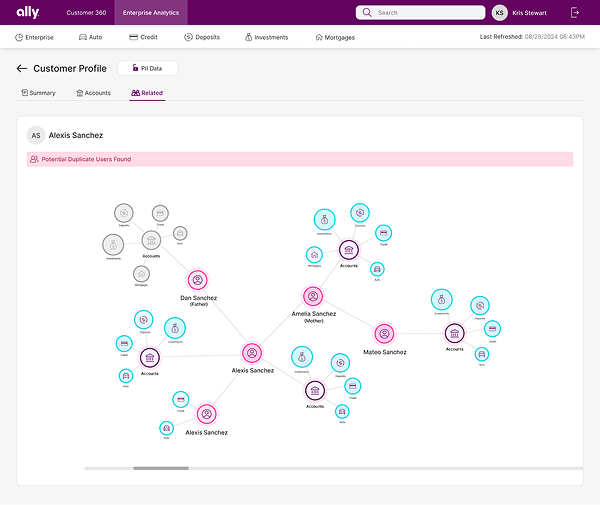 Customer 360 related accounts graph